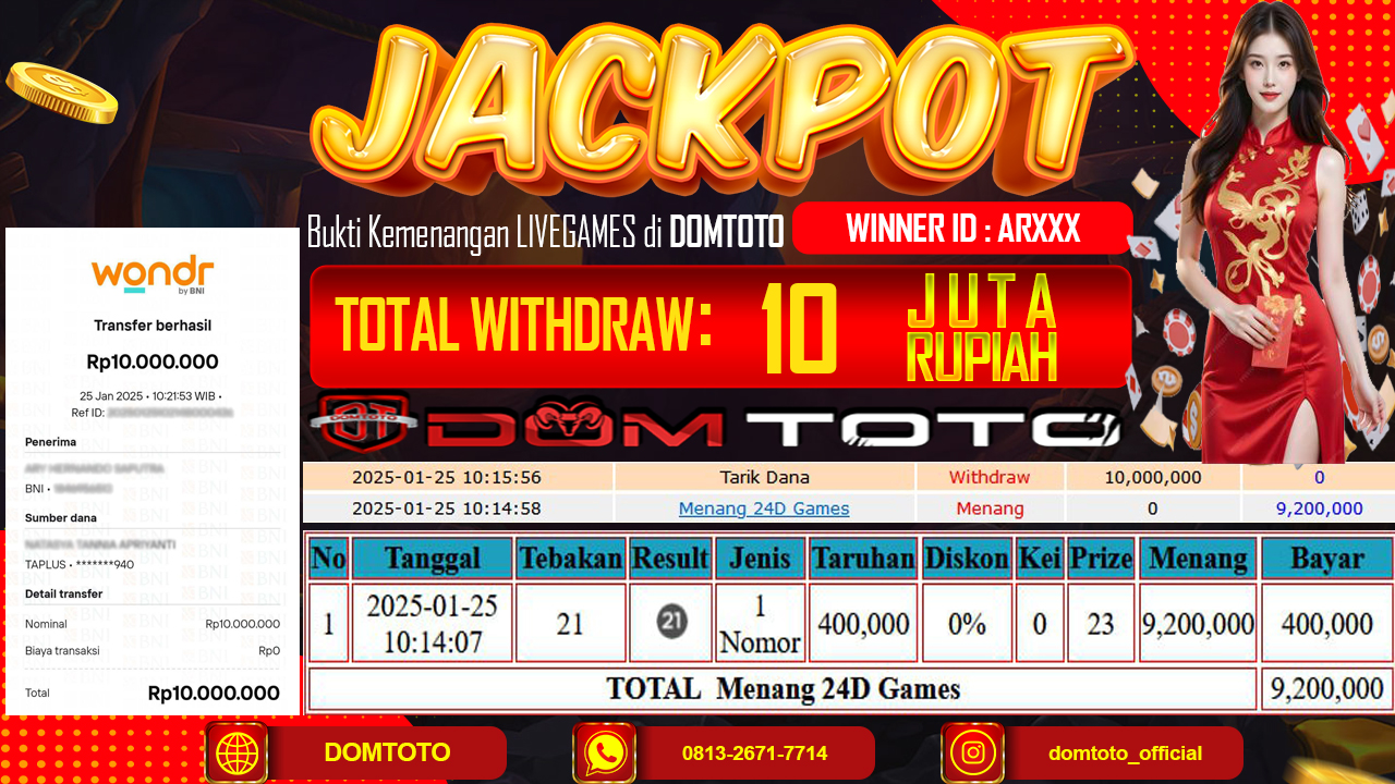 JACKPOT LIVEGAMES 24D  25 JANUARI 2025